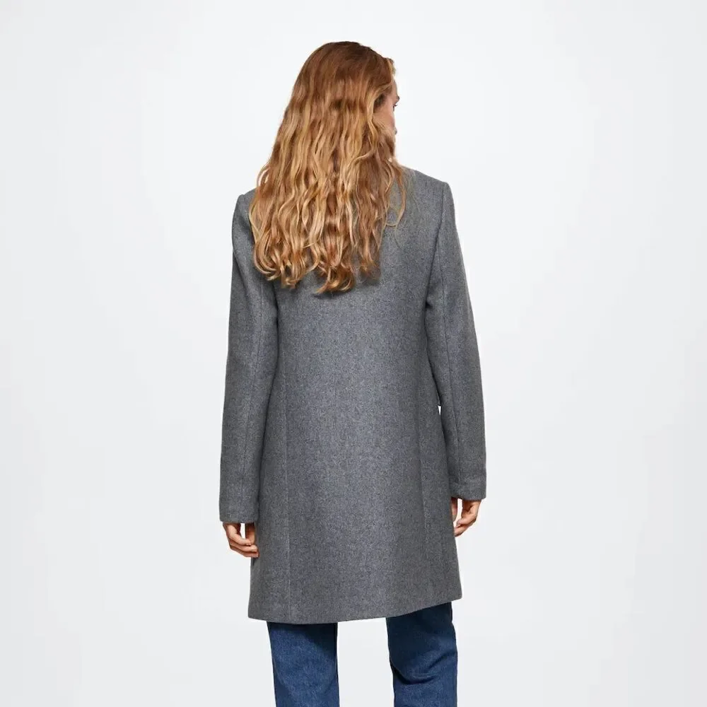 Mango Wool Blend Short Coat Grey - Picture 2 of 8